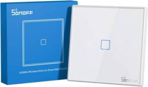 SONOFF 433MHz RF Remote 86 Wall Panel, Splash-proof, Glass Panel, No Wiring, 3 Install Methods, White | T2EU1C-RF