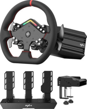 PXN V12 Lite Slim Racing Wheel, Servo Direct Drive Motor, Wireless Power Supply, Magnetic Optical Paddles, High Performance Chip, Alloy Frame, Xbox One, Xbox Series X & S, PS4 and PC, Black | V12-Lite