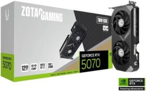ZOTAC GAMING GeForce RTX 5070 Twin Edge OC Graphics Card, 12GB GDDR7 192-Bit Memory, 2542 MHz Engine Clock, 28 Gbps Memory Clock, 6144 CUDA Cores, PCI Express 5.0 x16 | ZT-B50700H-10P