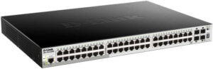 D-Link DGS-1510 48 Port Gigabit Smart Managed Switch, 4x 10G SFP+ Ports, 370W PoE Budget, Static Routing and MSTP, Physical Stacking Up To 6 Devices, Auto Surveillance VLAN, Black | DGS-1510-52XMP
