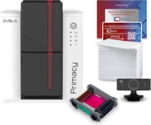 Bodno Evolis Primacy 2 Dual Sided ID Card Printer & Complete Supplies Package Silver Edition ID Software