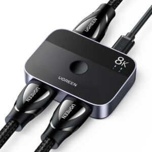 UGREEN HDMI 2.1 Switch 8K@60Hz Bi-directional HDMI Splitter, 2 in 1 Out & 1 in 2 Out, 4K@120Hz HDMI Switcher, Support 3D/CEC/HDR/Dolby, Compatible with PS5/PS4 / Xbox Apple TV Blu-Ray Player | 90385