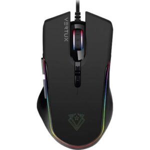 Vertux Assaulter GameCharged Lightweight RGB Wired Gaming Mouse, Ergonomic Design, 10000 DPI Sensitivity, 7 Programmable Button, Adjustable RGB Light Modes, 10 Million Clicks, Black | VE.ASSAULTER.NC