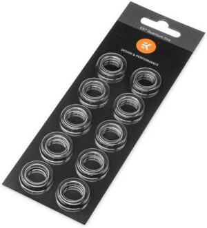 EK-Quantum Torque Color Ring, HDC 16, 16mm OD Solid Tubing, Acrylic & PETG Materials, 10-Pack, Silver | 3831109906293