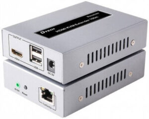 DTECH DT-7050(AM) HDMI IP KVM Extender, 1920x1080@60HZ Resolution, Up To 150 Meters, Supports USB 1.1, Support IR Infrared Return Technology, Silver | DT-7050(AM)