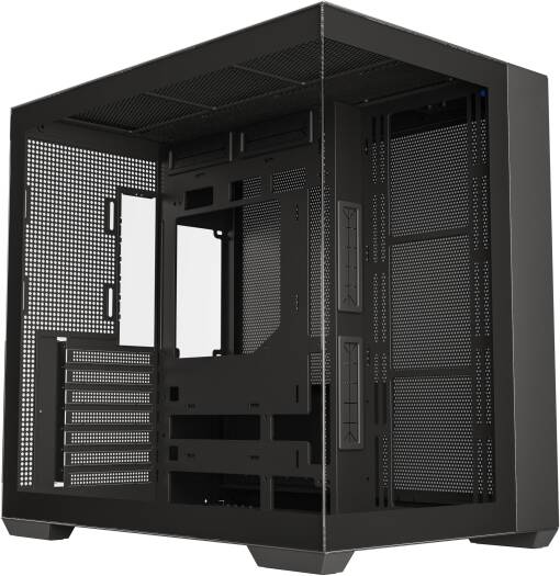 KGaming C708 Mesh Mid Tower Computer Case, Up to 360mm Radiator & 10x Fans Support, Double Sided Tempered Glasses, Bottom Anti-Dust Filter, Front Tempered Glass with Silk Print, Black | C708