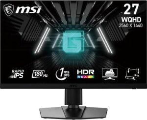 MSI G272QPF E2 Gaming Monitor, 27" Rapid IPS Display, WQHD Resolution, 180Hz Refresh Rate, 1ms (GtG) Response Time, AMD FreeSync Technology, 1.07b Color Support, Black | G272QPF-E2