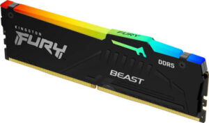 Kingston Fury Beast RGB 32GB DDR5 Desktop Memory, 5600MT/s Speed, CL40 Cas Latency, 1.25V Voltage, 288 Pin, Single Module, Non-ECC Unbuffered DIMM, Black | KF556C40BBA-32