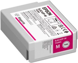 Epson SJIC42P-M Ink Cartridge, For ColorWorks C4000e BK, Yield 50.0 ml, Fade and Water Resistant Prints, Magenta | C13T52M340