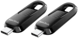SanDisk Ultra Slider USB Type-C Flash Drive, 2 Pack, 64GB Capacity, USB-C Connector, Up to 300MB/s Transfer Speeds, USB 3.2 Gen 1 Interface, USB-C Connector, Black | SDCZ480-064G-ABJ2