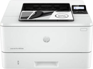 HP LaserJet Pro 4003dw A4 Laser Printer, LCD Display, Up to 40ppm Print Speed, 1200x1200 dpi Resolution, Up to 80000 Pages Duty Cycle, USB,Ethernet,Wi-Fi, White | 2Z610A
