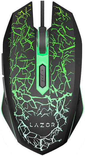 Lazor Tap X GM03C Wired USB Gaming Mouse, 4 Adjustable DPI Settings, 1.5m Cable Length, 7-Color Changeable Backlight, Black | 6297001186275