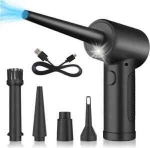 Cordless Air Duster, For Computer Cleaning, With LED Light, 67 - 68W Rated Power, 7.2KPA Output Airflow, Fast Charging, Handy and Efficient Cleaner, Black | X001IS6Z19