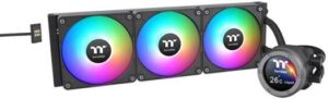 Thermaltake TH420 V2 Ultra EX ARGB Sync All-In-One Liquid Cooler, 3x CT140 EX aRGB Sync Fans, 2.1" TFT LCD Display, 1800 RPM Fan Speed, 90.3 CFM Airflow, Black | CL-W417-PL14SW-A