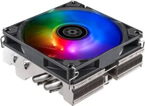 Silverstone Hydrogon H90 ARGB Horizontal CPU Cooler, 4 Heat-Pipes, 92mm PWM ARGB Fan, 500 ~ 2600 RPM Speed, 45.73 CFM Max Airflow, Hydraulic Bearing, Black | SST-HYH90-ARGB