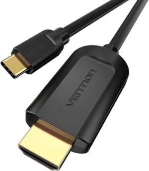 Vention Type-C to HDMI Cable, 4K / 2K 30Hz UHD Resolution, High Performance Signal Transmission, Plug and Play Driver-Free, Wide Compatibility, 1.5 Meter, Black | CGUBG
