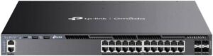 TP-Link Omada 24-Port Gigabit Stackable L3 Managed PoE+ Switch with 4 10G Slots, 24x 10/100/1000 Mbps PoE+ RJ45 Ports, 2x USB 2.0 Ports, 128 Gbps Switching Capacity, Black | SG6428XHP