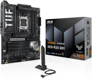 ASUS TUF Gaming X870-Plus WIFI AM5 ATX Motherboard, AMD X870 Chipset, 4x DDR5 DIMM Slots, 192GB Max Memory, 4x M.2 Slots, 1x PCIe 5.0 x16, 1x Realtek 2.5Gb Ethernet | 90MB1IU0-M0EAY0