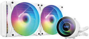 DarkFlash Twister DX240 V2.6 aRGB Liquid CPU Cooler, 240mm Radiator, 1800 RPM Fan Speed, 51 CFM Airflow, 32dBA Noise Level, 360° Cap Rotation, Copper Bayswater Block, White | DX240-V2.6-White
