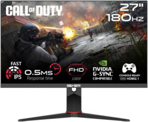 GameOn Call Of Duty COD27FHD180IPS Gaming Monitor, 27" IPS FHD Display, 180Hz Refresh Rate, 0.5MS Response Time, FreeSync/Adaptive-Sync/G-Sync Compatible, 16.7M Color Display, Black | COD27FHD180IPS