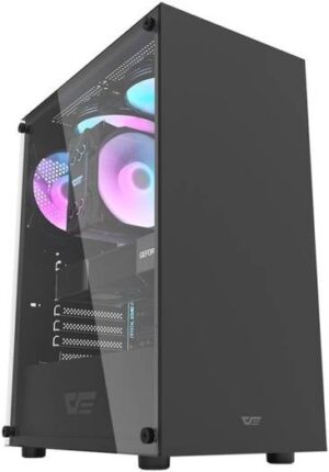 Darkflash  DK100 Black M-ATX PC Case, Single Tempered Glass Side Panel, Air Inlets Located Front Panel,  Supports Up to 160mm Radiator & Up to 6x 120mm Fans, USB3.0/2.0, Black | DK100-B
