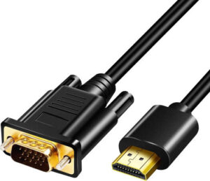Generic HDMI to VGA Adapter Cable, 1.8m, HDMI Male to SVGA Male Video Converter Cord, 1080P HD, Gold Plated, for Desktop, Laptop, Projector, HDTV, Raspberry Pi, Roku, Xbox, Black | HDMI Gold