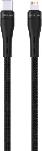 Green Lion Braided Cable, 10000 Bends Wire, 5M Length, 60W Fast Charging, 480Mbps Data Transfer, Durable & Tangle-Free Build, Secure & Safe, Wide Compatible - Black (USB-C to Lightning Head)