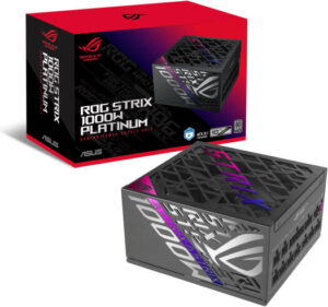ASUS ROG Strix 1000W Fully Modular Power Supply, 80 PLUS Platinum Efficiency, Active PFC, GaN MOSFET, ATX 3.1 Compatible, Cybernetic Lambda A+, Dual Ball Fan bearings, Black | 90YE00W1-B0NA00