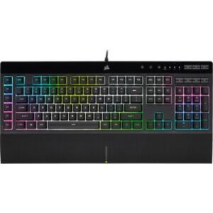 Corsair K55 RGB PRO XT RGB USB 3.0 Type-A Gaming Keyboard, Rubber Dome Switches, 16.8 Million Colors, Wrist Rest Included, IP42 Rate Protection, Wired Connectivity | CH-9226715-NA