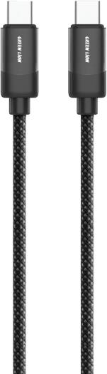 Green Lion USB-C to USB-C Braided Cable, 1M Wired Length, 10000 Bends, 480 Mbps Transfer Speed, Aluminum Alloy Material, Wide Compatibility, Secure & Safe - Black