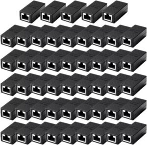 Taradhin RJ45 Coupler, 50Pack, Ethernet Inline Connectors, Network Extender Adapter Cat7 Cat6 Cat5e Cat5 for Extending the Ethernet Cables, Female to Female Joiner LAN Connector, Black | RJ45 50Pack