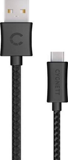 Cygnett USB-C to USB-A Cable 3.2Gen, Fast Charging, Strong Cable, Portable, Data & Sync, Flexible for Smartphones / DJI / GPS / DVR / GoPRO / Computers,  Braided - 1M/3ft - Black | CY2046PCUSA