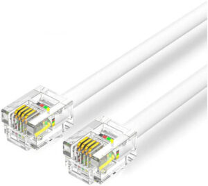 Vention IQB 6P4C Telephone Patch Cable, Male To Male, Trident Gold-Plated FU, Flexible Wiring Of Flat Wire Body, PVC, Pure Copper Conductor Material, 3M Length, White | IQBWI