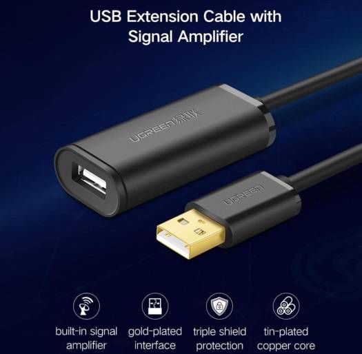 UGREEN 15 Feet USB 2.0 Extension Cable Active Type A Male to Female Repeater Cord for Printer, Keyboard, Game Console, USB Headset, Loudspeaker, Scanners, Black | 10319 - Image 4