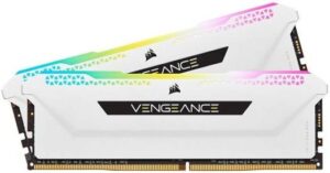 Corsair Vengeance RGB Pro SL 32GB Memory Kit (2 x 16GB), DDR4, 3600MHz (PC4-28800), CL18, XMP 2.0, 1.35V, For AMD Ryzen & Intel - White | CMH32GX4M2D3600C18W
