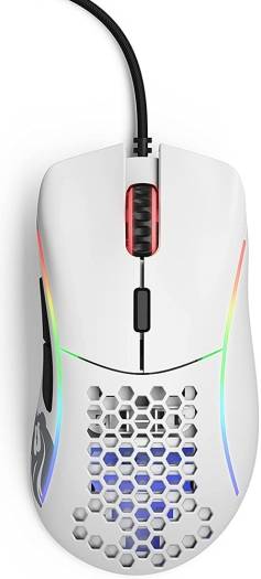 Glorious Model D Wired Gaming Mouse, 6-Step 12,000 DPI Sensitivity, HoneyComb Shell, Glide smoothly with G-Skates Feet, Flexible Cable, Glossy White | GD-GWHITE