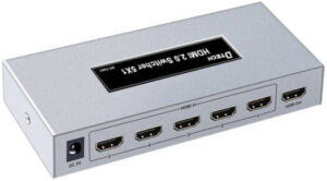 DTECH DT-7451 HDMI 2.0 Switcher, 3840x2160@60Hz Resolution, Free Driver, Plug & Play, 5 Ports, Ports, 10m Input Transmission Distance, 5m Output Transmission Distance, Silver | DT-7451