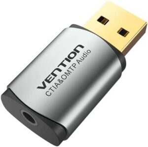Vention USB External Sound Card, Filter Out Noise, Compatible with OMTP / CTIA Earphones, Gray Metal Type | CDLH0
