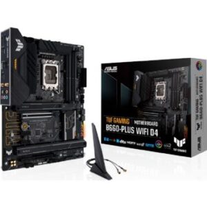 Asus Tuf Gaming B660-Plus WiFi D4 ATX Motherboard, Socket LGA1700 12th Gen, 3 PCIe 4.0 M.2 Slots, 10+1 DrMOS, Intel 2.5Gb Ethernet, DisplayPort, HDMI, USB 3.2 Gen 2 Type-C, Aura Sync | 90MB1920-M0EAY0