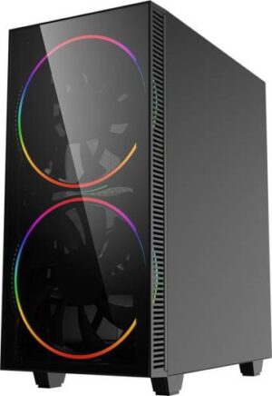 GameMax Black Hole ARGB Mid-Tower PC Gaming Case, ATX, 3 Pin AURA Sync, 2 x 200mm ARGB Fans Included, ARGB Hub, 5 Fan Support, Water-Cooling Ready | Black