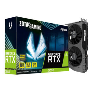 Zotac Gaming GeForce RTX 3050 AMP Graphics Card, 8GB GDDR6 128 Bit Memory, 2560 Cuda Cores, 1830 MHz Engine Clock, 14 Gbps, White LED Lighting, IceStorm 2.0, OpenGL 4.6, 8 Pin | ZT-A30500F-10M