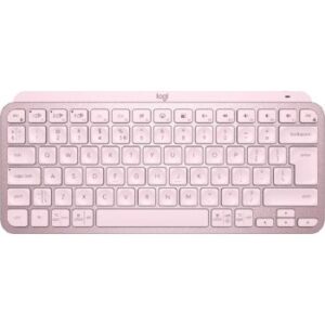Logitech MX Keys Mini Minimalist Wireless Illuminated Keyboard, Bluetooth / USB-C Connector, 10m Range, US International Qwerty, Rose Pink | 920-010500