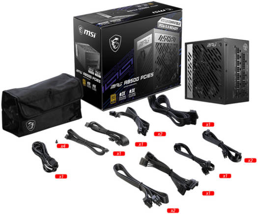 MSI MPG A850G PCIE5 850W Power Supply, Full Modular Design, 80 Plus Gold Certified, 135mm Active PFC Fan, Compliant with PCIe 5.0100% All Japanese 105°C Capacitor, Black | 306-7ZP7B18-CE0 - Image 5