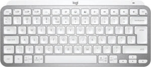 Logitech MX Keys Mini Wireless Illuminated Keyboard, Bluetooth Connectivity, USB-C Quick Charge, 1500mAh Battery Capacity, US International (Qwerty) Layout, Pale Gray | 920-010499