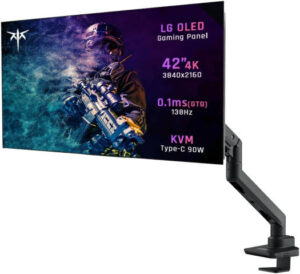 KTC G42P5 Gaming Monitor with SilverStone ARM14 Single Monitor Arm, 42" 4K UHD OLED Display, 138Hz Refresh Rate, 0.1ms (GtG) Response Time, VESA Mounting Interface | G42P5 / SST-ARM14B