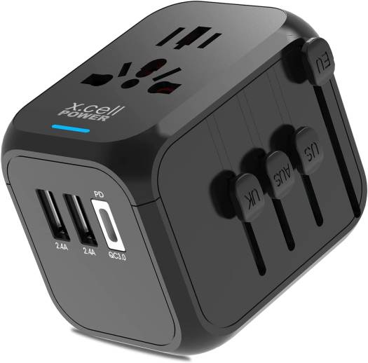 X.cell 20W International Travel Charger, 4x Faster Charging, Designed to Use With US, UK, EU & AU Plugs, Pins to Power Light/Electronic Devices, Works in 150 Countries, Black | XL-ITC-200-B - Image 2