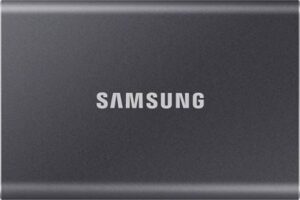 Samsung T7 1TB USB 3.2 Gen.2 Portable SSD, Up to 1,050MB/sec Read & Up to 1,000 MB/sec Write Speeds, 256-Bit AES Hardware Encryption, AES 256-Bit,Titanium Grey | MU-PC1T0T/WW