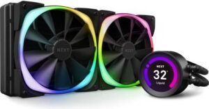 NZXT Kraken Z63 RGB AIO 280mm Liquid CPU Cooler, With LCD Display, 800 - 2800 RPM Motor Speed, 12V DC, 0.3A Power, 22 - 33 dBA Fan Noise, Fluid Dynamic Bearing, Black | RL-KRZ63-R1
