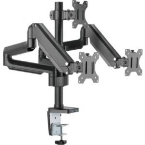 Twisted Minds Premium Triple Monitors Arm Up to 27 inch, Aluminum Pole Mounted Gas Spring, With USB Ports, 360° Rotary VESA Plate, Black | TM-26-C018UP