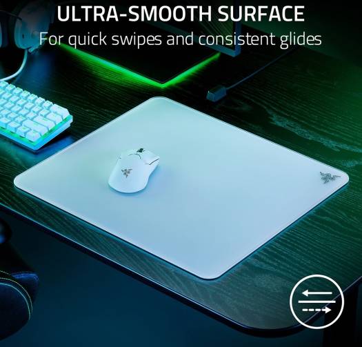 Razer Atlas Tempered Glass Mouse Mat, 450 x 400 x 5mm Dimension, CNC-Milled with Rounded Edge, Anti-Slip Rubber Base, White | RZ02-04890200-R3M1 - Image 3